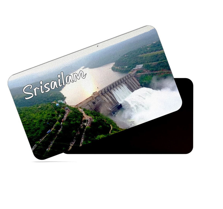 dhcrafts Rectangular Rubber Fridge Magnet / Magnetic Card Multicolor Andhra Pradesh Srisailam Design Pack of 1 (8.6cm x 5.4cm)